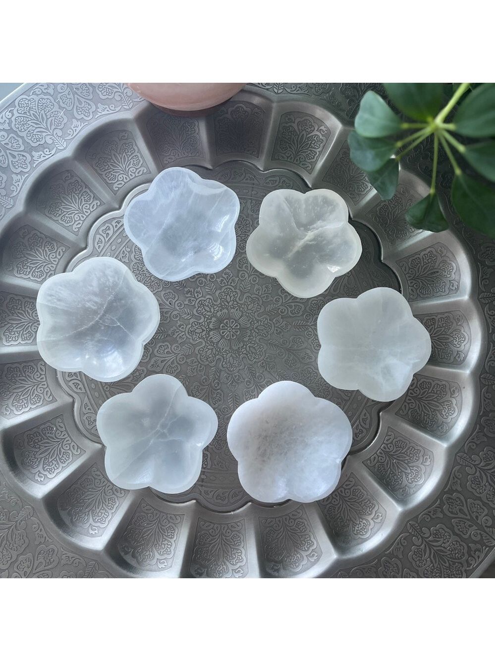 Selenite flower bowl